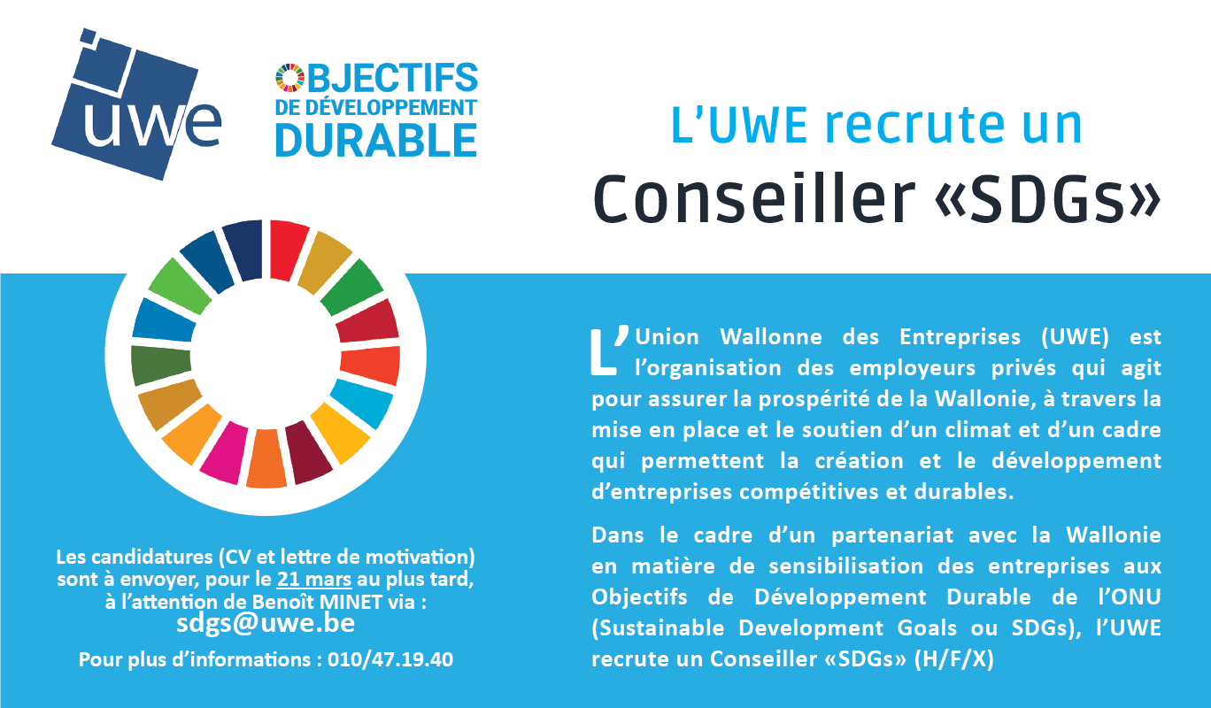 L’UWE recrute un.e Conseiller «SDGs»